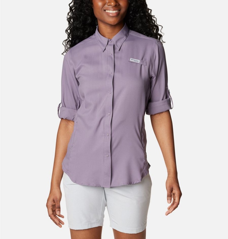 Purple Women's Columbia PFG Tamiami II Long Sleeve Shirt | VHMKY-8906