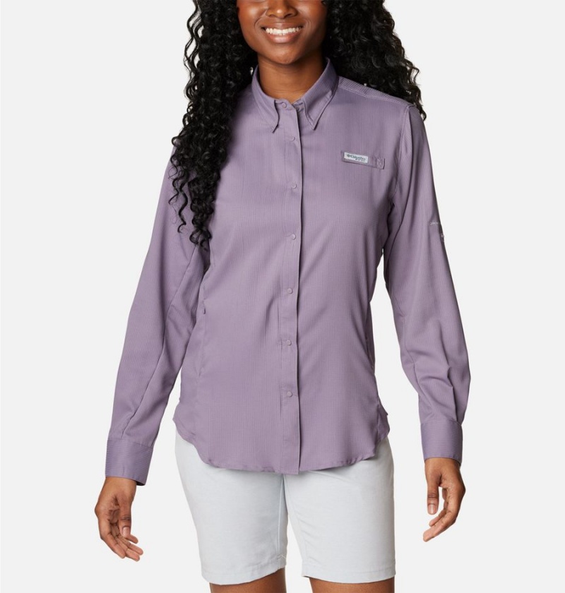 Purple Women\'s Columbia PFG Tamiami II Long Sleeve Shirt | VHMKY-8906