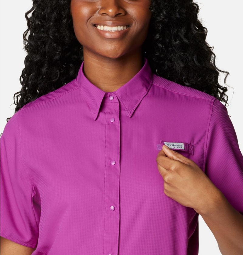 Purple Women's Columbia PFG Tamiami II Short Sleeve Shirt | TPUNV-1296