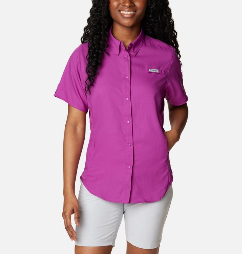 Purple Women\'s Columbia PFG Tamiami II Short Sleeve Shirt | TPUNV-1296