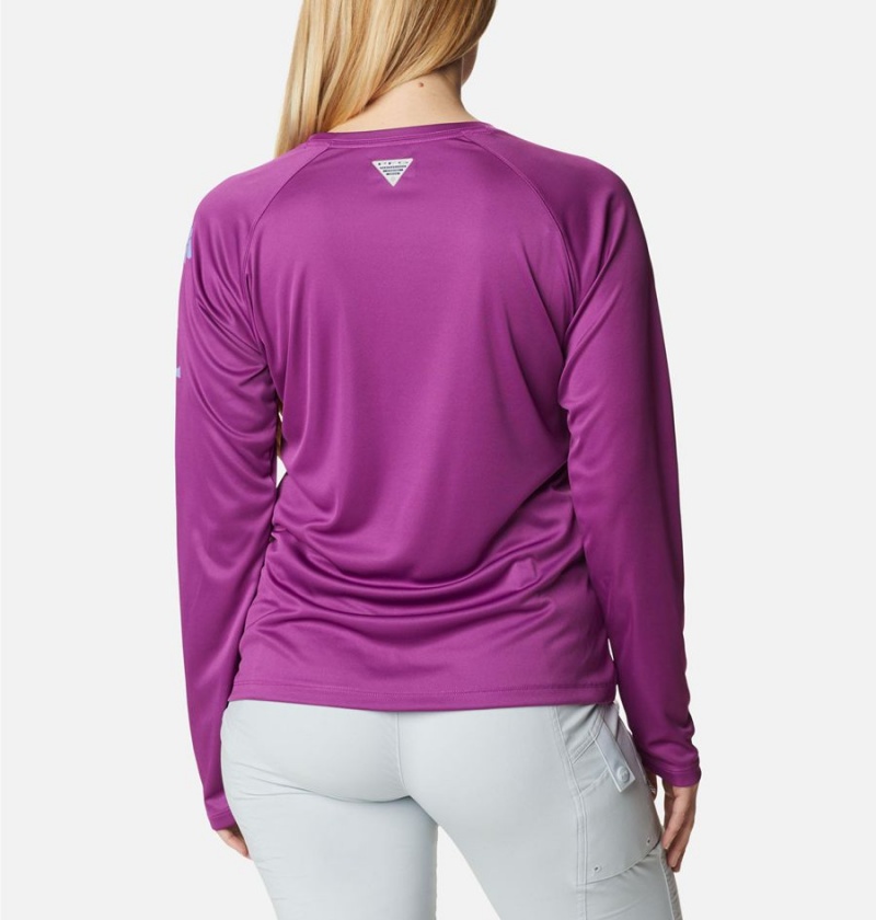 Purple Women's Columbia PFG Tidal II Long Sleeve T-Shirt | WKYDM-8204