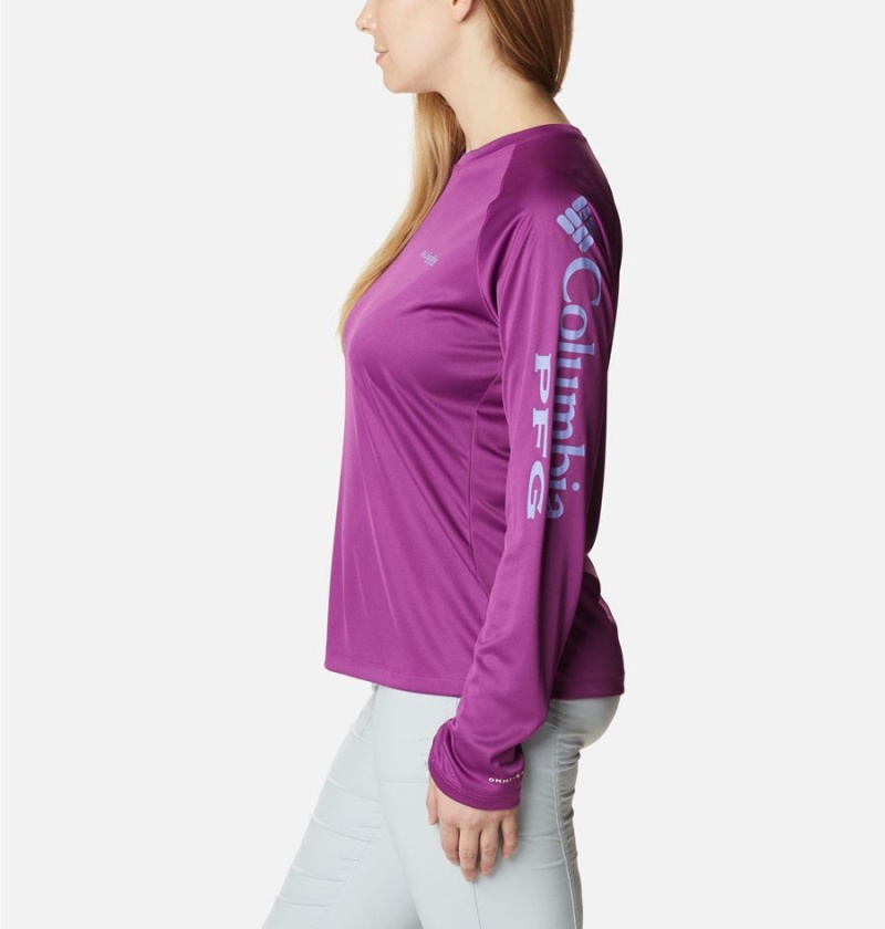 Purple Women's Columbia PFG Tidal II Long Sleeve T-Shirt | WKYDM-8204