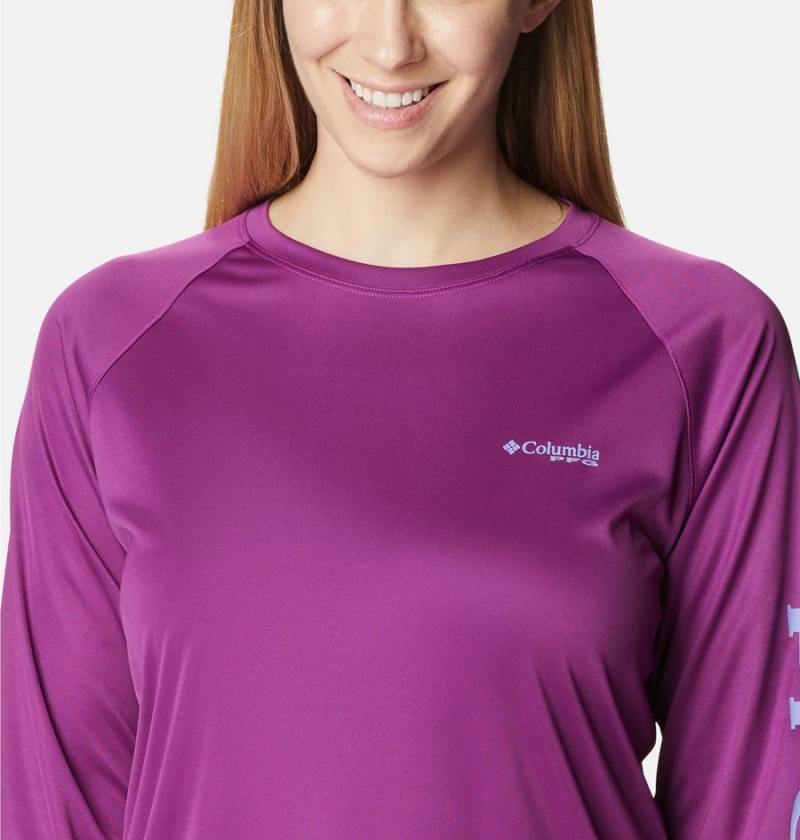 Purple Women's Columbia PFG Tidal II Long Sleeve T-Shirt | WKYDM-8204