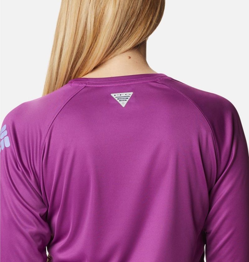 Purple Women's Columbia PFG Tidal II Long Sleeve T-Shirt | WKYDM-8204