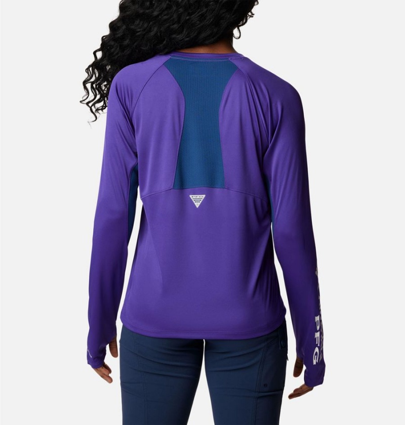 Purple Women's Columbia PFG Tidal Vent Long Sleeve T-Shirt | RPVAT-2760