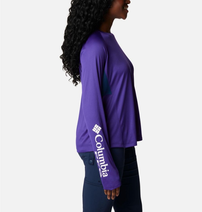 Purple Women's Columbia PFG Tidal Vent Long Sleeve T-Shirt | RPVAT-2760