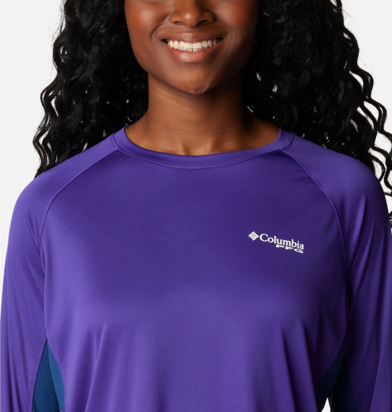 Purple Women's Columbia PFG Tidal Vent Long Sleeve T-Shirt | RPVAT-2760