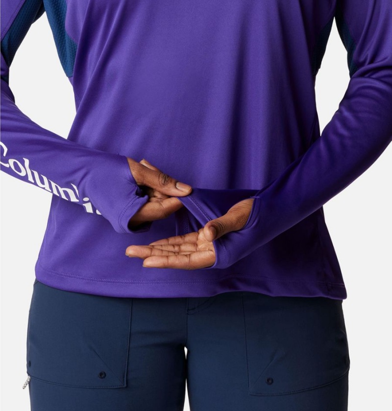 Purple Women's Columbia PFG Tidal Vent Long Sleeve T-Shirt | RPVAT-2760