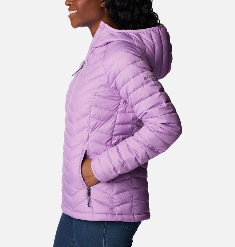 Purple Women's Columbia Powder Lite Hooded Puffer Jacket | YZRCJ-4102