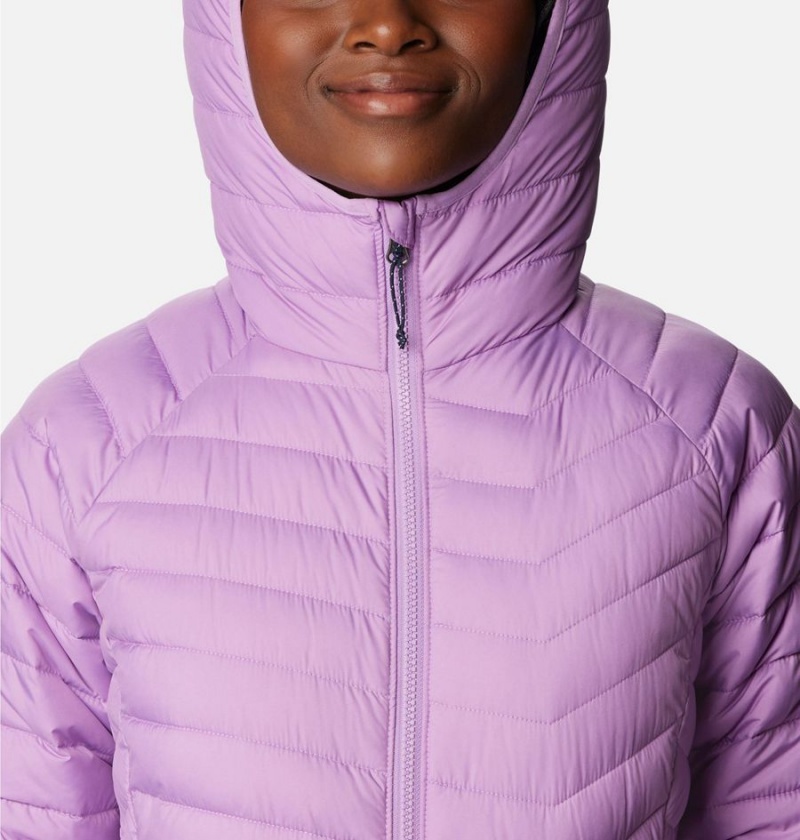 Purple Women's Columbia Powder Lite Hooded Puffer Jacket | YZRCJ-4102