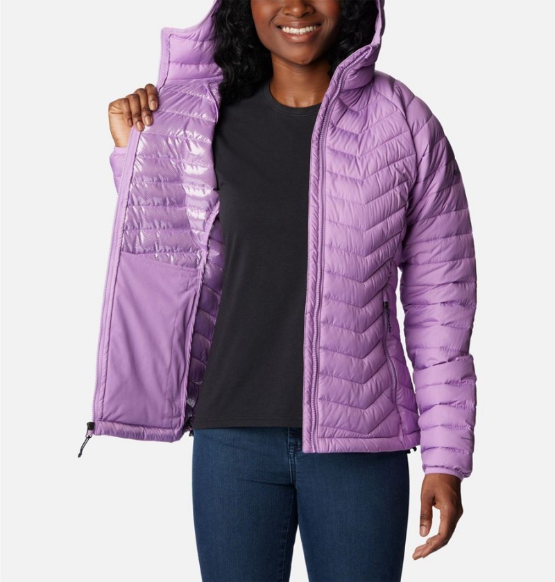 Purple Women's Columbia Powder Lite Hooded Puffer Jacket | YZRCJ-4102