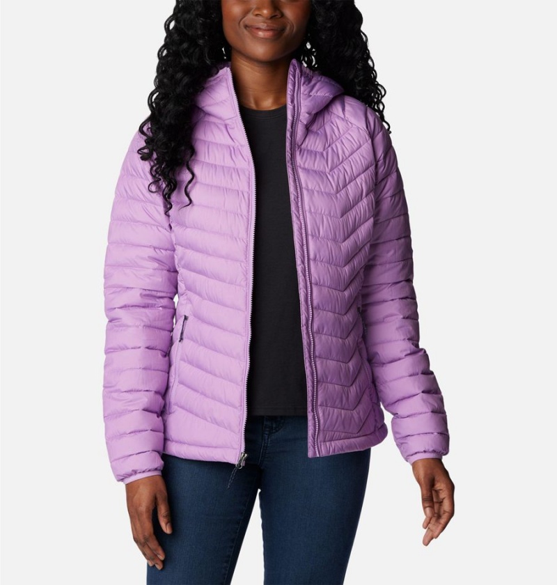 Purple Women's Columbia Powder Lite Hooded Puffer Jacket | YZRCJ-4102