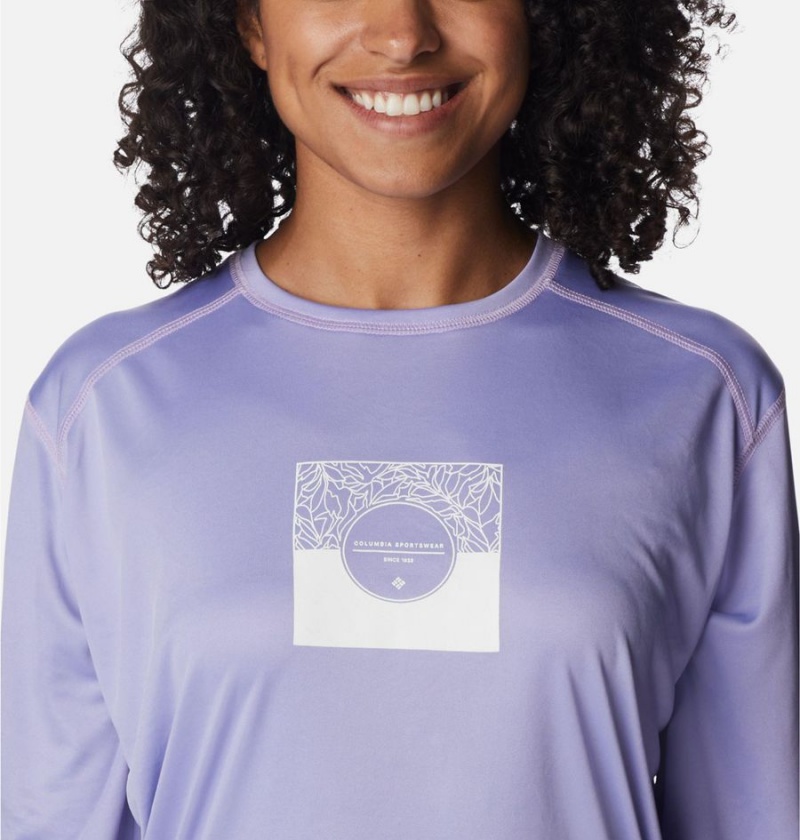 Purple Women's Columbia Summerdry Graphic Long Sleeve T-Shirt | UBSLO-2971