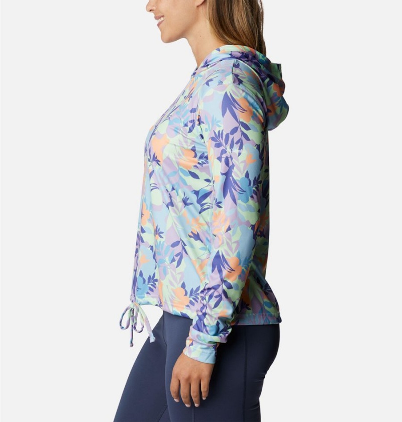 Purple Women's Columbia Summerdry Long Sleeve Printed Hoodie | ZRKXP-2798