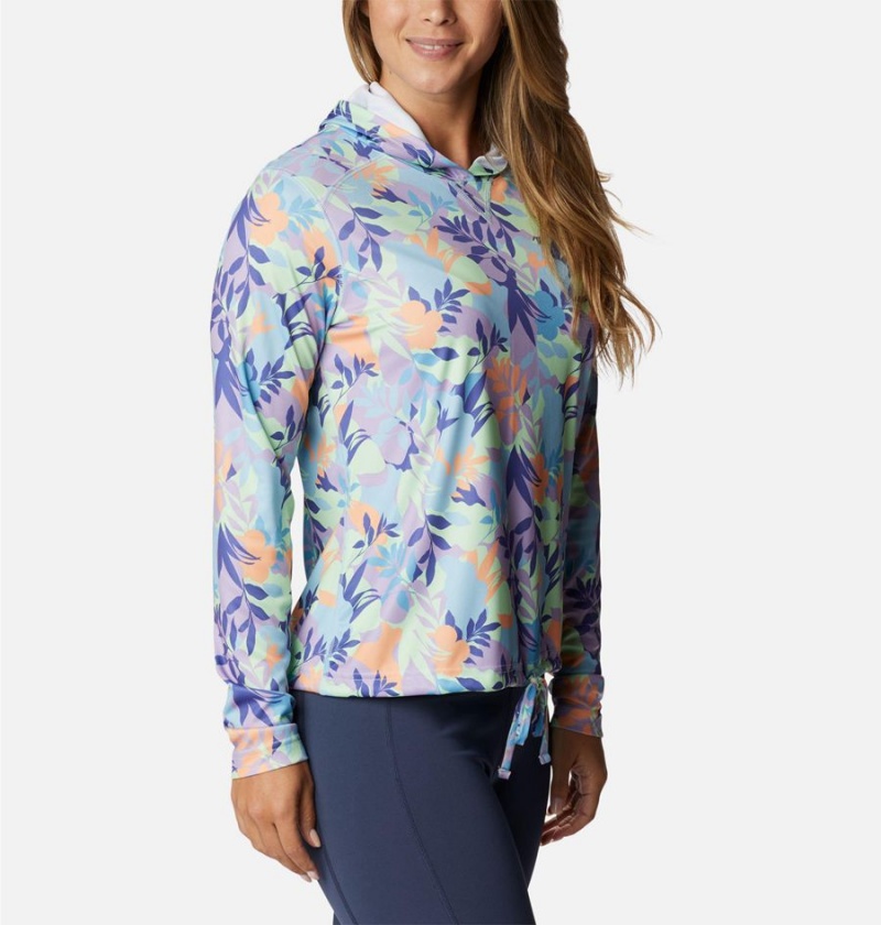 Purple Women's Columbia Summerdry Long Sleeve Printed Hoodie | ZRKXP-2798