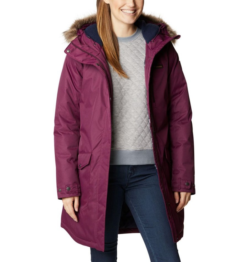 Purple Women's Columbia Suttle Mountain Long Insulated Coats | HWBLS-5123