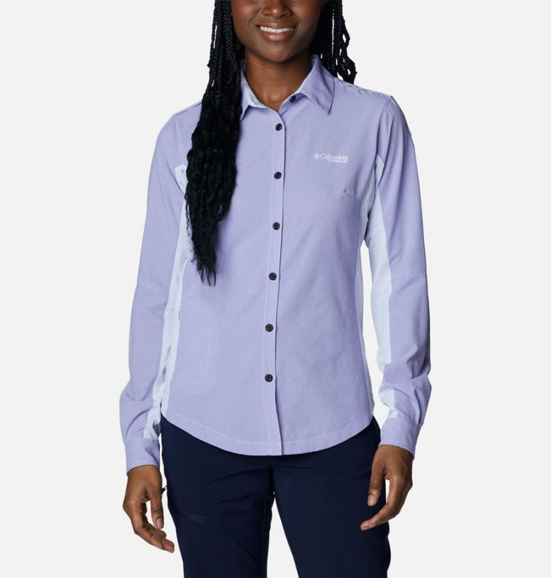 Purple Women\'s Columbia Titan Pass Irico Long Sleeve Shirt | TSJDP-6429