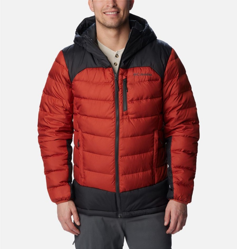 Red Men\'s Columbia Autumn Park Hooded Insulated Puffer Jacket | SFGKO-3650