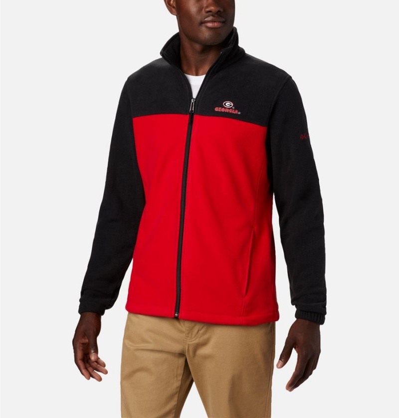 Red Men\'s Columbia Collegiate Flanker III - Georgia Fleece Jacket | VMWAT-7156