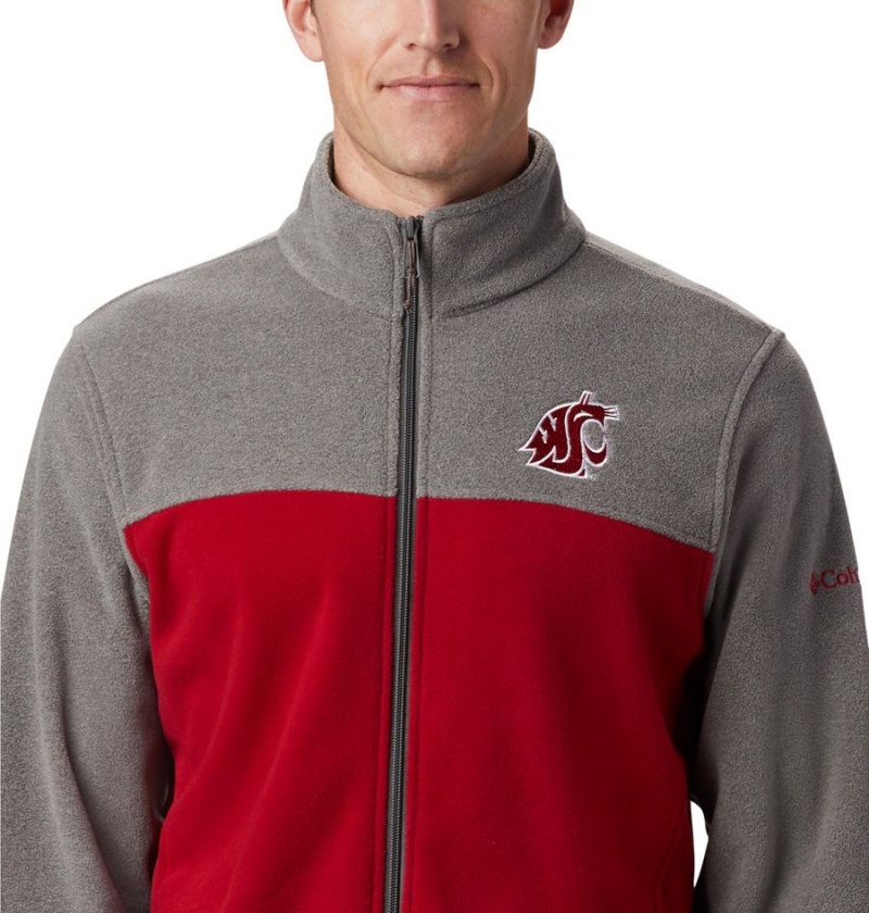 Red Men's Columbia Collegiate Flanker III - Washington State Fleece Jacket | SOWFV-2789