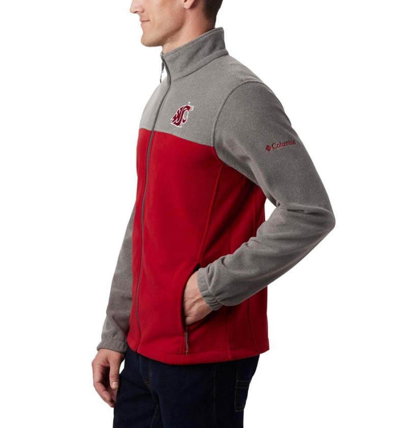 Red Men's Columbia Collegiate Flanker III - Washington State Fleece Jacket | SOWFV-2789