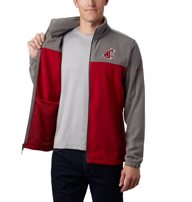 Red Men's Columbia Collegiate Flanker III - Washington State Fleece Jacket | SOWFV-2789