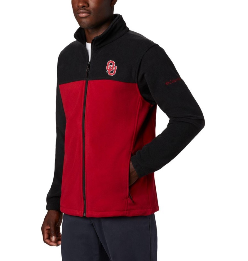 Red Men's Columbia Collegiate Flanker III - Oklahoma Fleece Jacket | ZKFWC-7239