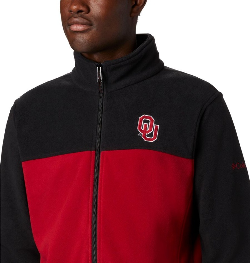 Red Men's Columbia Collegiate Flanker III - Oklahoma Fleece Jacket | ZKFWC-7239