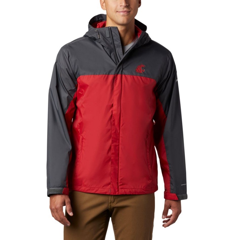 Red Men\'s Columbia Collegiate Glennaker Storm - Washington State Rain Jacket | FOZVN-6579