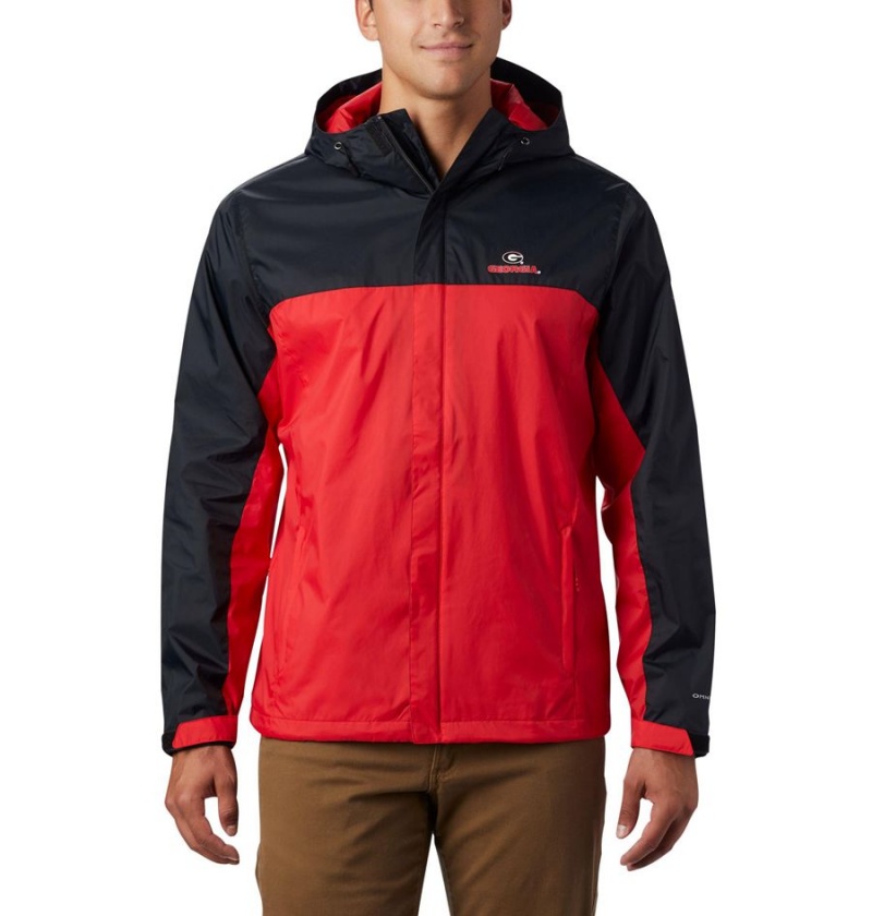 Red Men\'s Columbia Collegiate Glennaker Storm - Georgia Rain Jacket | ZHJCO-4705