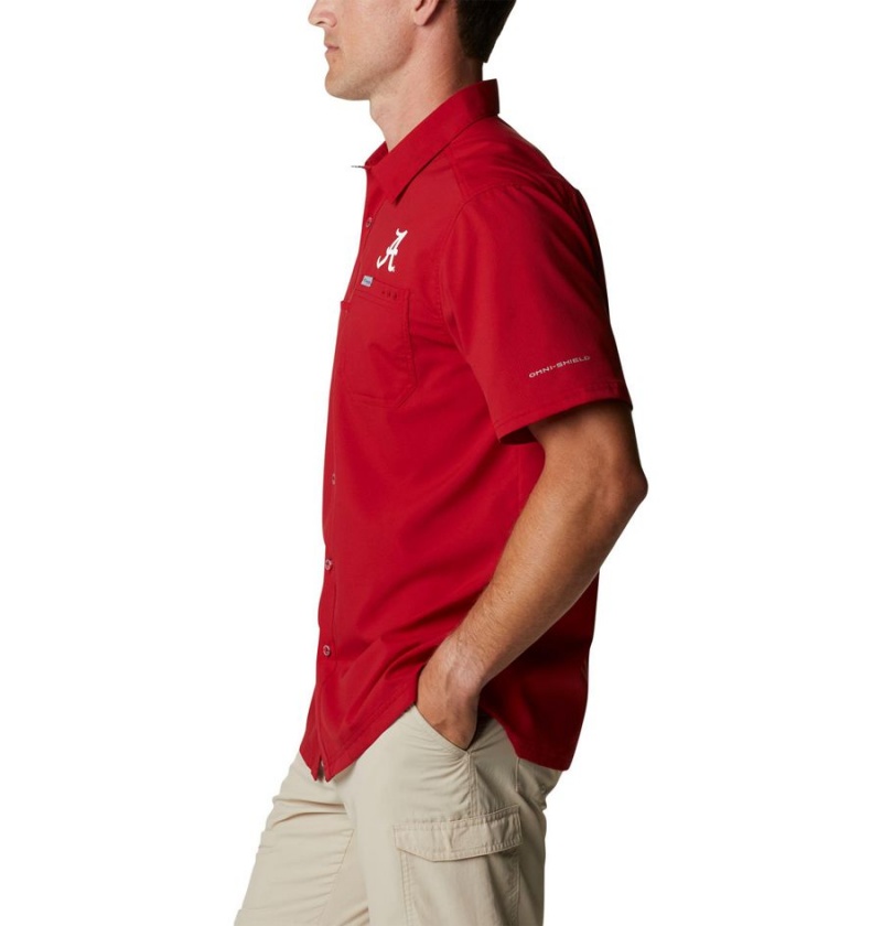 Red Men's Columbia Collegiate PFG Slack Tide Camp - Alabama Shirt | DZPQK-1264