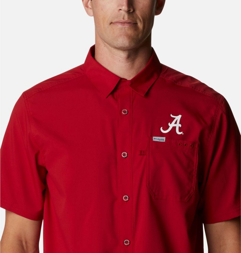 Red Men's Columbia Collegiate PFG Slack Tide Camp - Alabama Shirt | DZPQK-1264