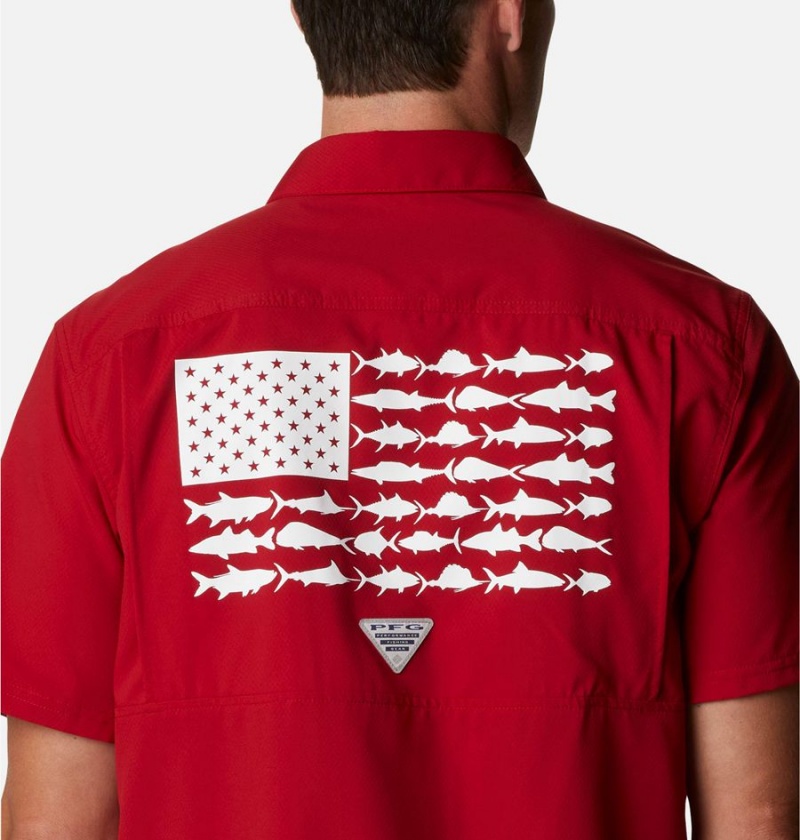 Red Men's Columbia Collegiate PFG Slack Tide Camp - Alabama Shirt | DZPQK-1264