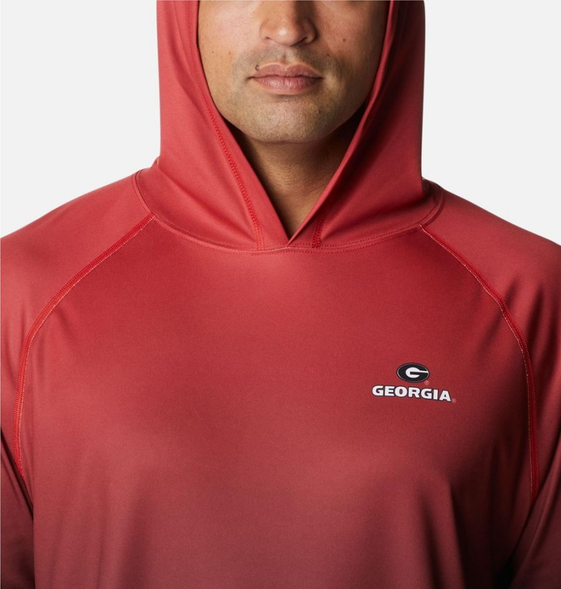 Red Men's Columbia Collegiate PFG Super Terminal Tackle - Georgia Hoodie | AKMIX-6029