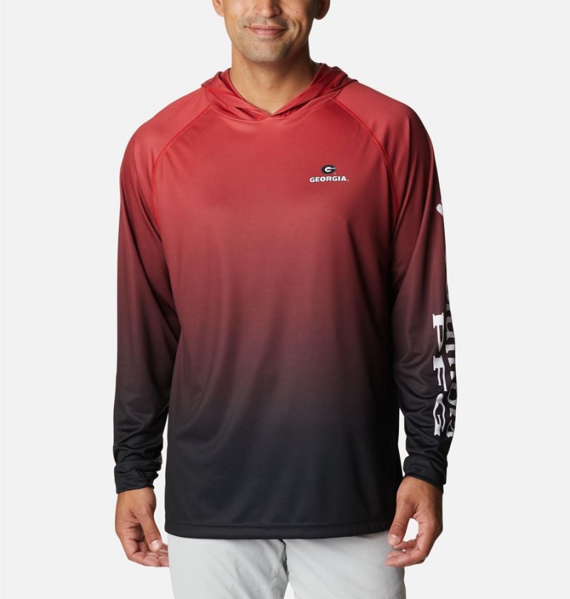 Red Men's Columbia Collegiate PFG Super Terminal Tackle - Georgia Hoodie | AKMIX-6029