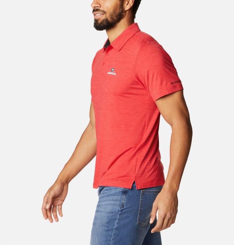 Red Men's Columbia Collegiate Tech Trail - Georgia Polo Shirt | DZNJK-8375