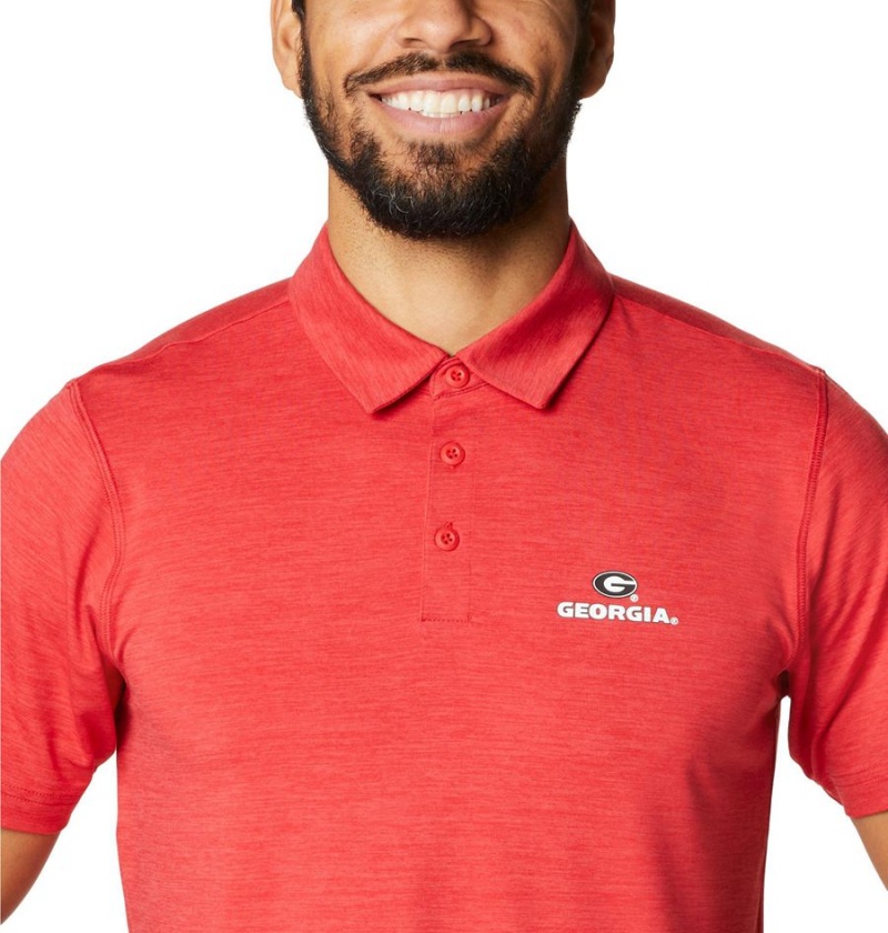 Red Men's Columbia Collegiate Tech Trail - Georgia Polo Shirt | DZNJK-8375