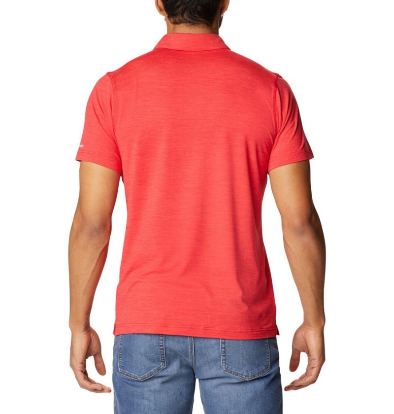 Red Men's Columbia Collegiate Tech Trail - Ohio State Polo Shirt | NXSUW-6803