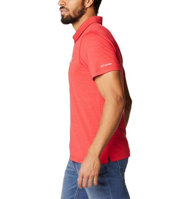 Red Men's Columbia Collegiate Tech Trail - Ohio State Polo Shirt | NXSUW-6803