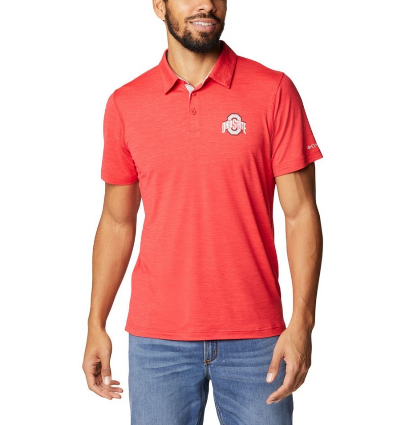 Red Men\'s Columbia Collegiate Tech Trail - Ohio State Polo Shirt | NXSUW-6803