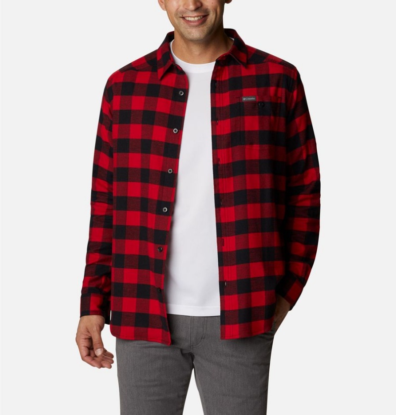 Red Men\'s Columbia Cornell Woods Flannel Long Sleeve Shirt | TROUF-3854