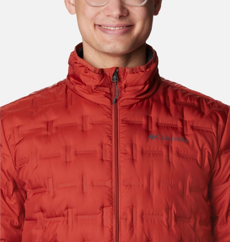 Red Men's Columbia Delta Ridge Insulated Puffer Jacket | AQYWR-2047