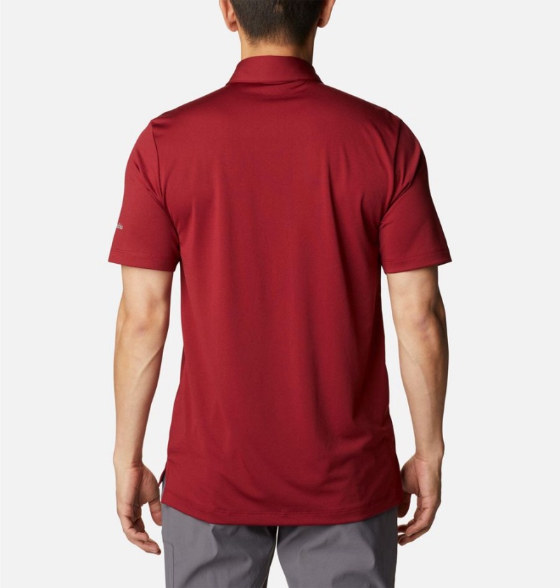 Red Men's Columbia Drive Golf Polo Shirt | QDMYI-7954