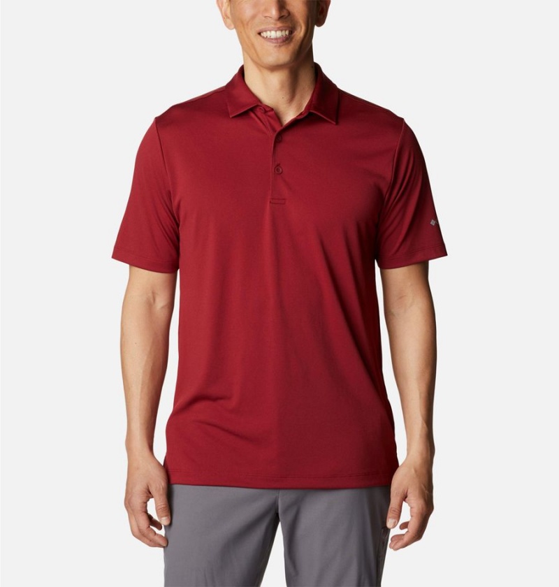 Red Men\'s Columbia Drive Golf Polo Shirt | QDMYI-7954