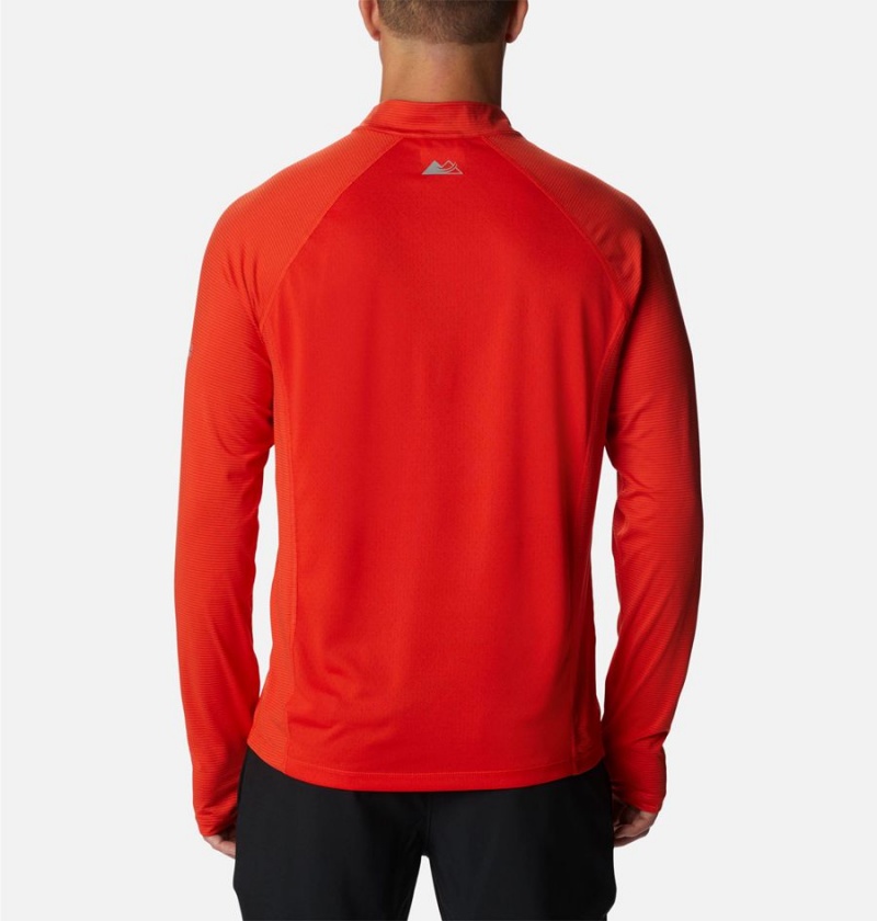 Red Men's Columbia Endless Trail Half Zip Mesh Long Sleeve T-Shirt | UBDKV-2635