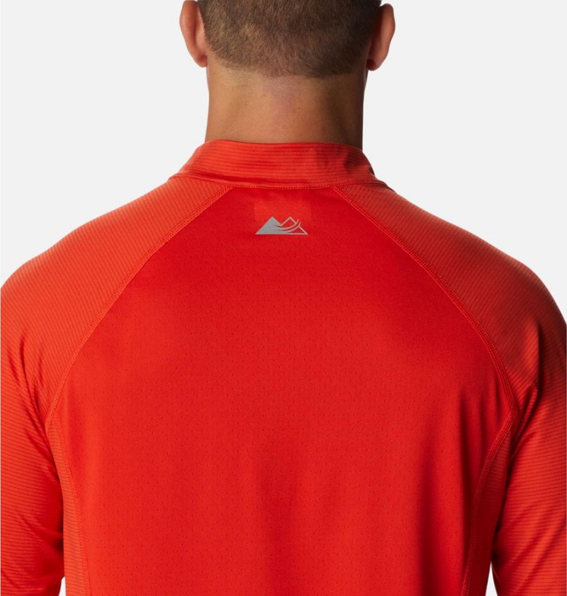 Red Men's Columbia Endless Trail Half Zip Mesh Long Sleeve T-Shirt | UBDKV-2635