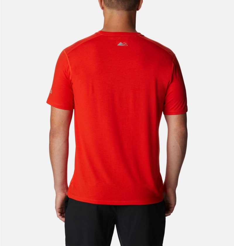 Red Men's Columbia Endless Trail Running Tech T-Shirt | DWCVX-2638