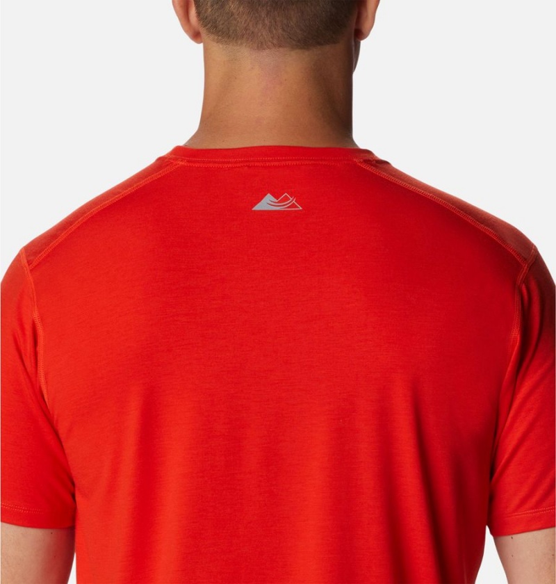 Red Men's Columbia Endless Trail Running Tech T-Shirt | DWCVX-2638