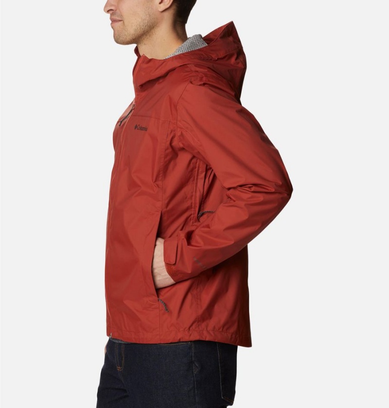 Red Men's Columbia EvaPOURation Rain Jacket | JDAUS-6419