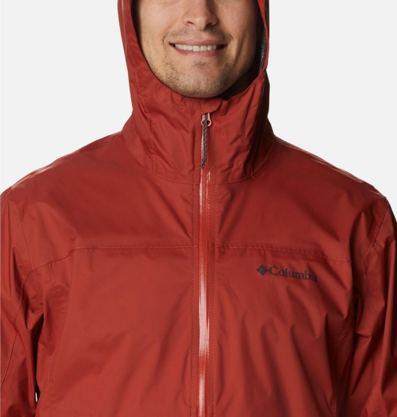 Red Men's Columbia EvaPOURation Rain Jacket | JDAUS-6419